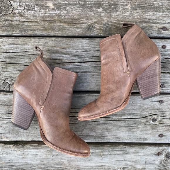 dolce vita stacked heel suede ankle booties
